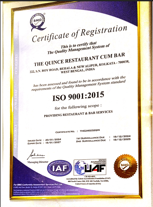 ISO 9001:2015 Certification - The Quince