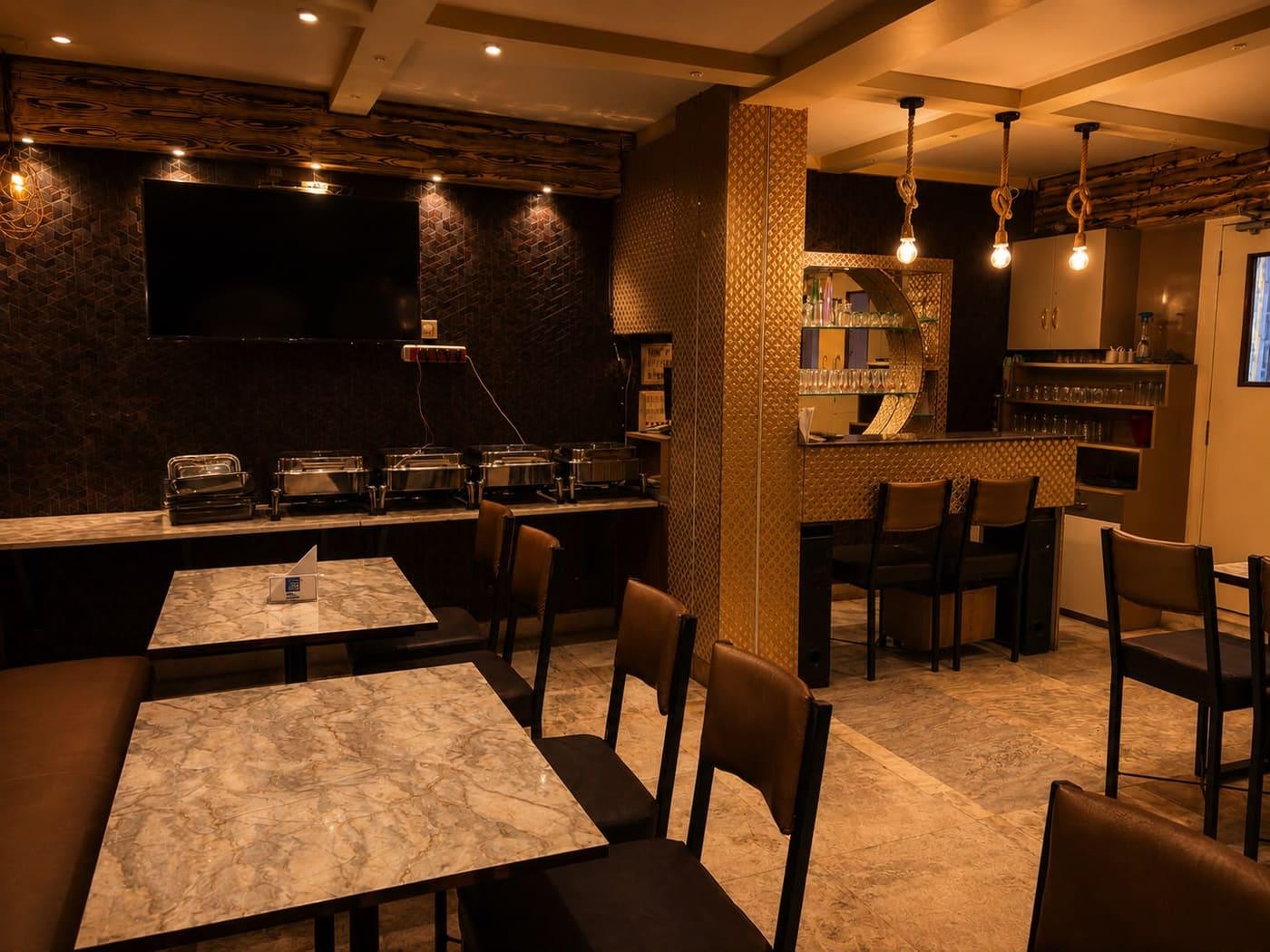 A celebration set-up in the private gathering space.